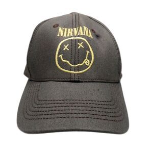 Nirvana Smiley Face Hat 2021 Nirvana Faded Black & Yellow Snap Back #H9